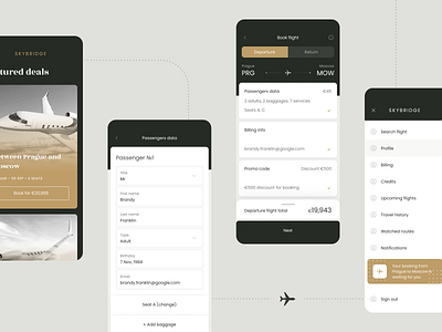 Charter flights rental app airplane app booking flight mentalstack mobile app plane premium private schedule travel trip ui ux vip