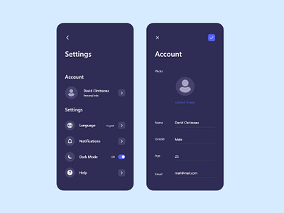 Settings UI Dark Mode app app design dark dark mode design interaction mobile app settings ui uiux