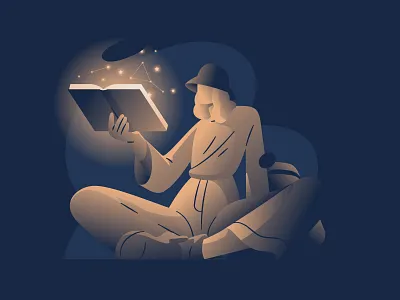 Complok Learning Platform Character Illustrations Set 2 adventure announcment character character design diploma education girl glow hellsjells hiking illustration leading learning light reading round sitting soft stars woman