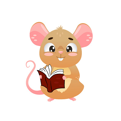 Cute mouse character with book adobe illustrator branding children book children character cute animal cute character cute mouse cute set design digital character graphic design illustration kids book logo mouse set nft nft character typography vector vector set