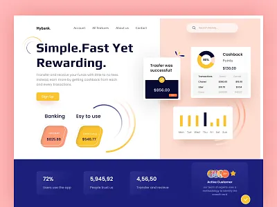 Online Banking Header Concept - Mybank design finance header finance website design landing page resource money transfer ui ui resource uihut web design web site design web ui