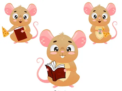Cute mouse character set adobe illustrator character design children illustration christmas character christmas set cute animals cute character cute mouse cute set design hire me illustration kids book kids character kids illustration mouse set nft character nft design pretty illustration typography