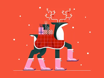 Christmas Deer animals boots christmas color decorations deer design digital flat gift illustration pattern present ski snow vector