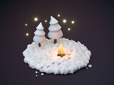 Snowy 3d 3d art 3d design 3d illustration animation blender cartoon christmas design fire graphic design illustration isometric landscape motion graphics snow star ui weekly warm up winter