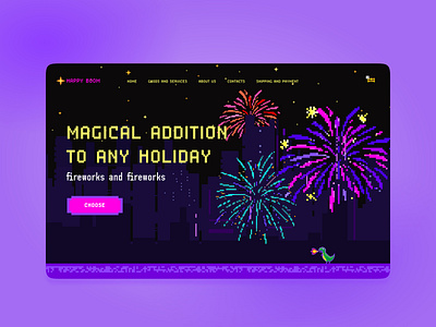 Concept Pixel Pyrotechnics Shop app design nft pixel ui web design