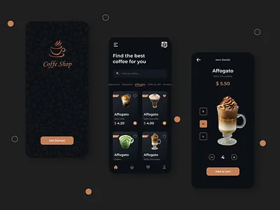 Coffee Shop Mobile Apps app app design coffee coffee app design figma food product design ui ui design vector