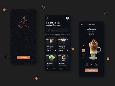 Coffee Shop Mobile Apps app app design coffee coffee app design figma food product design ui ui design vector