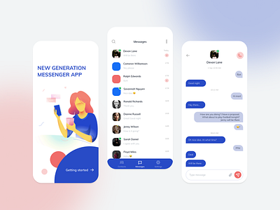 Messenger app app design illustration ui