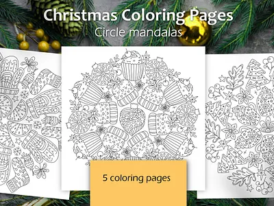 Winter Coloring Pages, Mandalas| Christmas & New Year adult coloring book art christmas circle coloring book coloring page coloring pages design eve festive for adults for children illustration ink kids mandala mandalas new year new years picture to color
