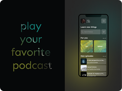 Podcast App UI Design Concept app concept dark design flat gradient graphic design minimal podcast ui ux web sites