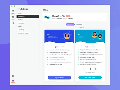 Billing method app billing credit card desktop desktop app payment plans profile tracking app user profile