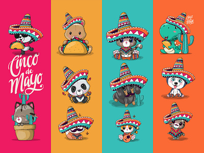 Animals Celebrating Cinco De Mayo bundle cinco de mayo clipart cute cute animal design event holiday illustration mexico nursery tacos