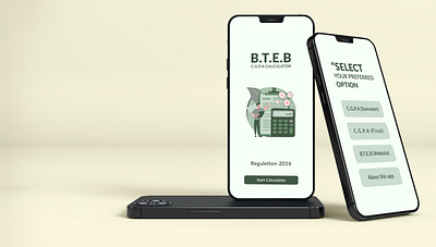 BTEB CGPA Calculator Mobile App UI Design 3d app interface calculator cgpa calculator design graphic design illustration minimalist mobile app mockup template trending ui ui kit uiux