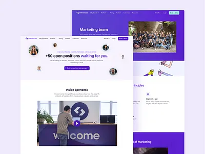 Spendesk - Careers pages careers fintech hiring marketing page purple spendesk startup web webdesign website