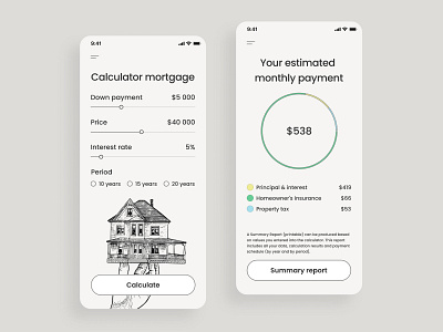 Daily UI #4 | Calculator app calculator challenge clean dailyui design figma graphic design illustration mortgage ui webdesign