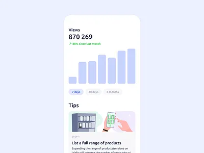 Statistics app blue design graphs illustration ios mobile seller statistics ui