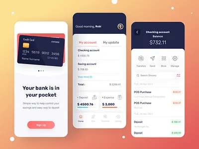 Banking app app bank banking banking app cards credit card debit card design finance home screen interface app mobile banking online bank ui ui design ux