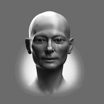 Likeness sculpt of Tilda Swinton 3d 3d art anatomy character figure likeness zbrush