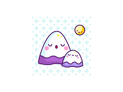 Winter Wonderland cartoon cartoon character cartoon illustration character cute cute illustration cuteart emoji funny illustration kawaii kawaii art moon mountain nature snowy stars sticker winter