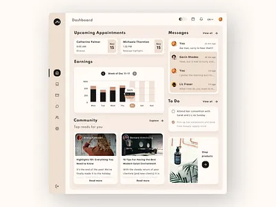 Dashboard — light theme appointment appointments dashboard design desktop app hair stylist light mode light theme menu schedule ui uidesign ux uxdesign