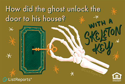 Skeleton Key bones halloween hand lettering house illustration key lettering skeleton