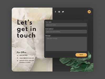 Contact form — dark theme contact contact form dark mode dark theme design form ui ui design ux ux design