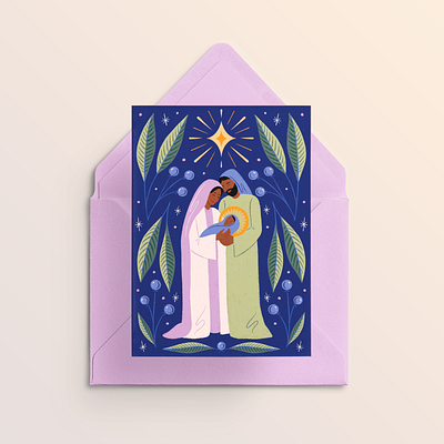 Nativity Scene Greeting Card baby jesus chirstmas card christmas design greeting card illustration joseph mary nativity