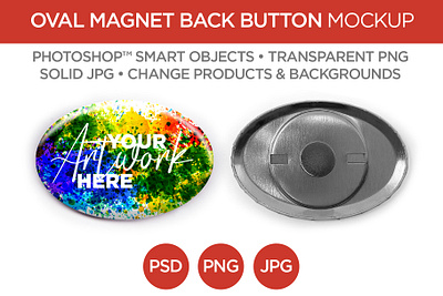 1.5x2.25" Oval Magnet Back Button Mockup & Template advertising back branding button graphic design jpg magnet marketing mockup oval photoshop png promotion promotional psd rare earth smart object template
