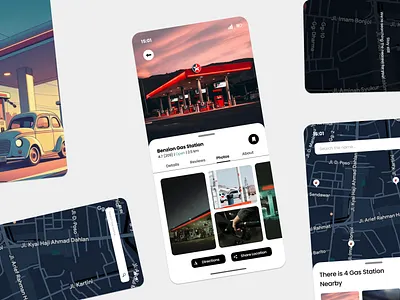 Petrol Pump (UI Exploration Projects) app car direction gas station maps petrol petrol pump simple