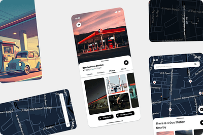 Petrol Pump (UI Exploration Projects) app car direction gas station maps petrol petrol pump simple