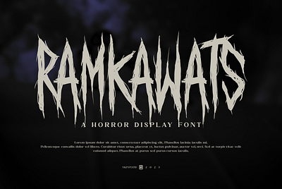 Ramkawats - Horror Display Font band brands clothing cover album cover artwork creepy font gothic horror horror font metal band metal font movie poster rock scary tshirt typeface