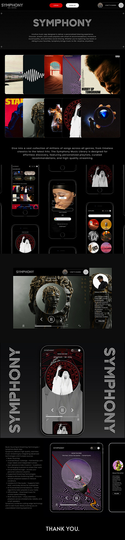 Symphony Music App appdesign figma graphic design music typography ui website