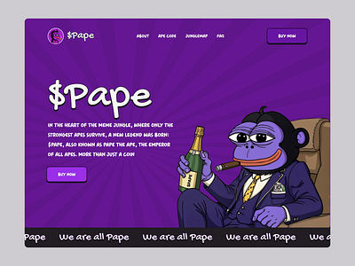 Pape meme coin crypto fun meme meme coin meme coin design meme coin landing page meme coin website meme landing page meme token memecoin memecoin website shimpanji web design