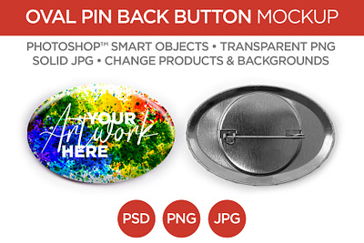 1.5x2.25" Oval Pin Back Button Mockup & Template advertising branding button graphic design marketing mockup oval photography photoshop pin promotional template