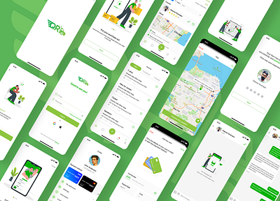 QuickReturn android app chat delivery green illustration ios log in mobile payment method product design rating ui ux