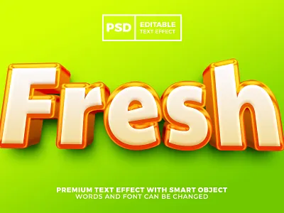 Fresh Orange 3D editable text effect 3d background branding cartoon design fresh game logo moackup orange psd template texteffect typography