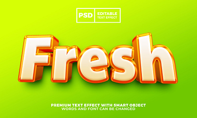 Fresh Orange 3D editable text effect 3d background branding cartoon design fresh game logo moackup orange psd template texteffect typography