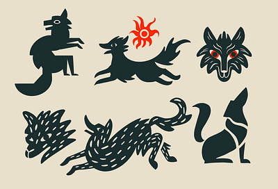 Lots of Wolves character design design digital illustration folkart folklore illustration illustrator mayan mexico procreate truegritsupply wolf wolves