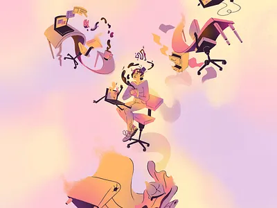 Office Adjustment adjusting new job office surrealism