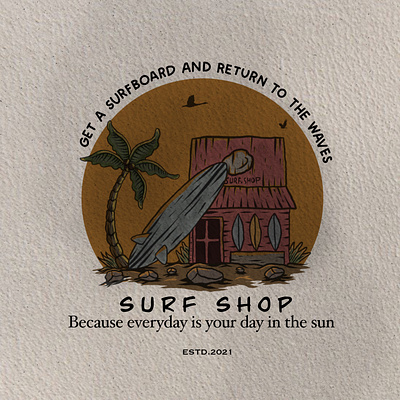 Surf shop branding design illustration ilustration logo typography ui ux vector vintage