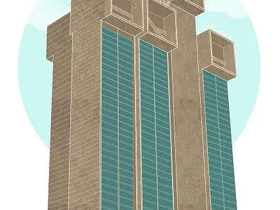 Visvesvaraya Towers architecturalillustration graphic design illustration