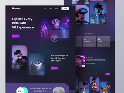 Virtually - Virtual Reality Store Landing Page branding clean crypto dark mode design metaverse nft online store ui uidesign user experience userinterface ux virtual reality vr