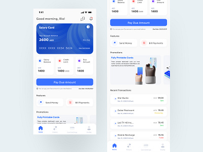 Finance app for Salary Card Employee app appdesign color design dribbble finance fintech minimal minimalui riodesigns ui uidesign userinterface