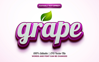 Fresh Grape Nature 3D Editable Text Effect Vector 3d background branding design editable fresh grape illustration logo nature purple template text effect typography vector