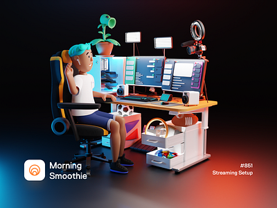 Streaming Setup 3d blender blender3d character character design diorama illustration isometric isometric illustration