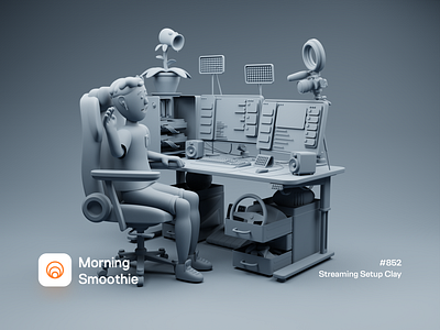 Streaming Setup Clay 3d blender blender3d character character design diorama illustration isometric isometric illustration