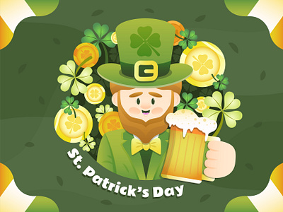 St. Patrick's Day artwork background beer clover colorful decoration design flag graphic design green hat illustration ireland man money nature orange people st.patrick vector