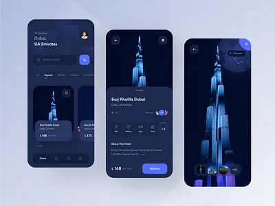 Hotel Booking app appdesign booking burj khalifa dark darkmood darkthem design dubai echo echo design echodesign graphic design hotel reservation room ui uiux ux