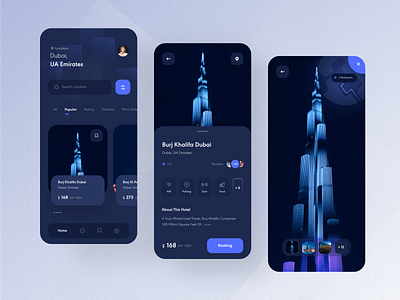 Hotel Booking app appdesign booking burj khalifa dark darkmood darkthem design dubai echo echo design echodesign graphic design hotel reservation room ui uiux ux