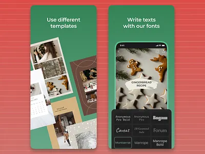 Green Screenshots in the App Store (AppForType) app app store design instagram interface ios iphone new year stories templates ui ux
